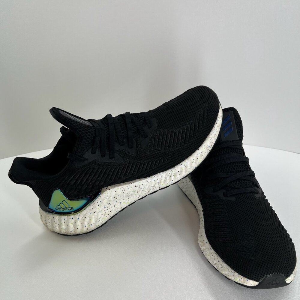 Adidas Alphaboost Running Shoes Men 10 Speckled Iridescent Breathable Core Black - Picture 9 of 14